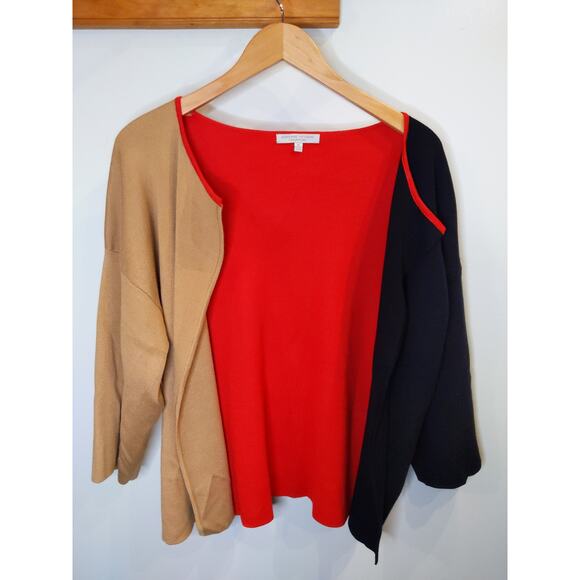 Adrienne Vittadini Sweaters - Adrienne Vittadini Women's XL Colorblock Sweater Red Tan Black Size Knit Stretch